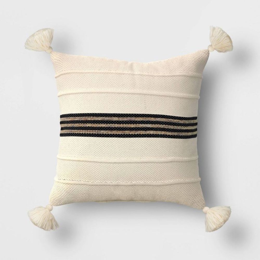 Threshold Cream and Black Accent Pillow Indoor and Outdoor